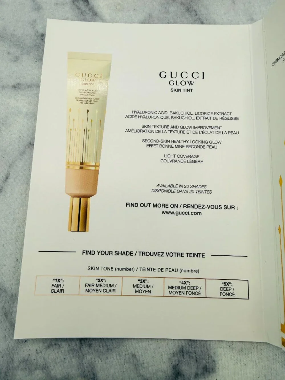 Gucci Beauty Gift Set-5XGlow Tinted Moisturizer Skin Perfector,5 Shades,2pc-NEW